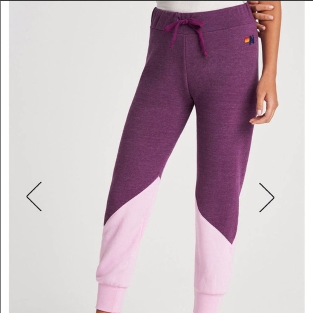 Aviator Nation Purple/ Pink Color Block Sweats